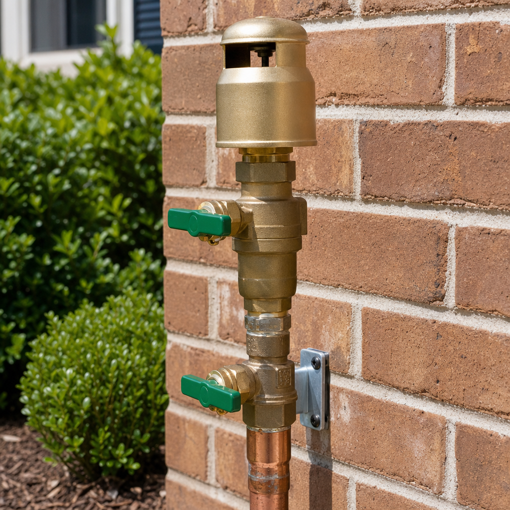 Pressure vacuum breaker assembly on an irrigation line