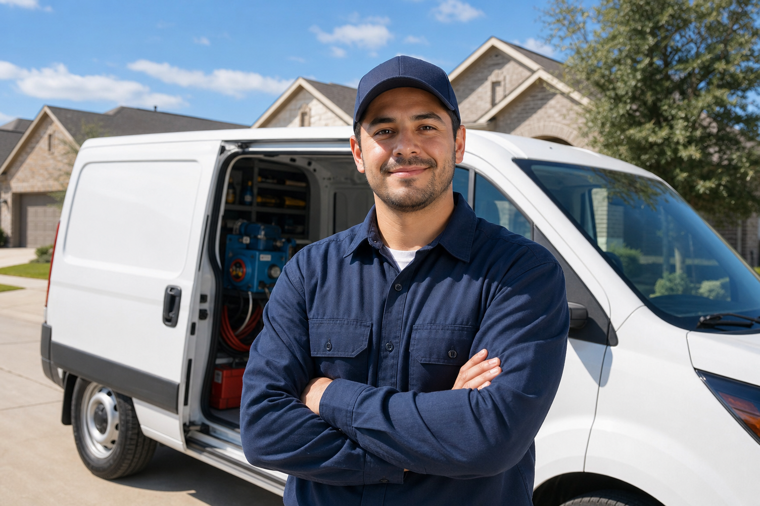 Accuracy Backflow certified technician and service van serving the DFW Metroplex